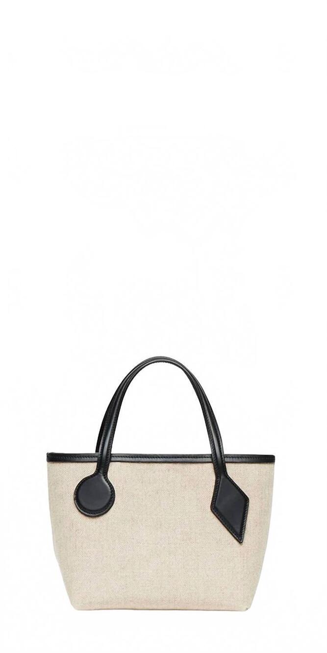 NEW LIFFNER women's sprout micro canvas tote bag in natural/black